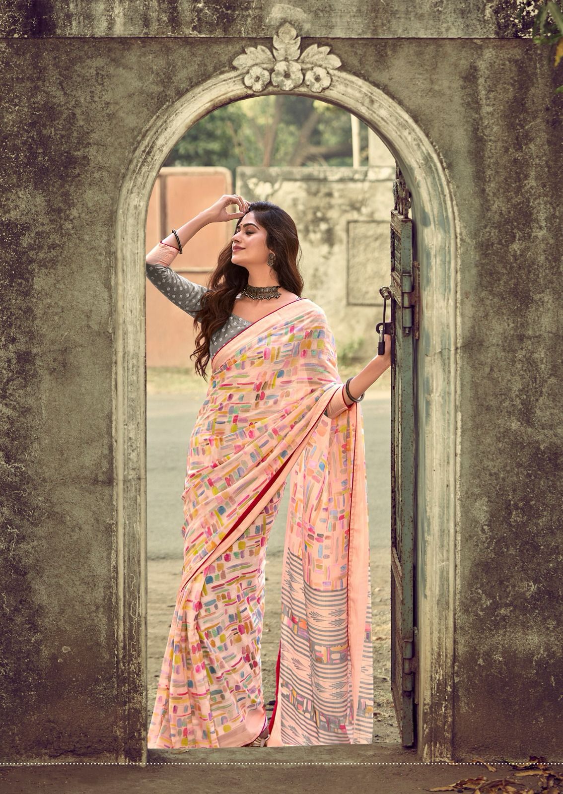 Cindrella By Kashvi Printed Viscose Georgette Sarees Wholesale Suppliers In Mumbai